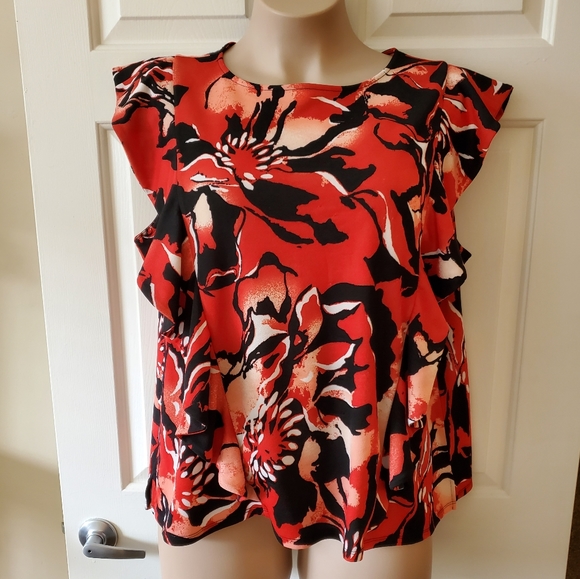 The Limited Tops - The Limited Abstract Ruffle Top